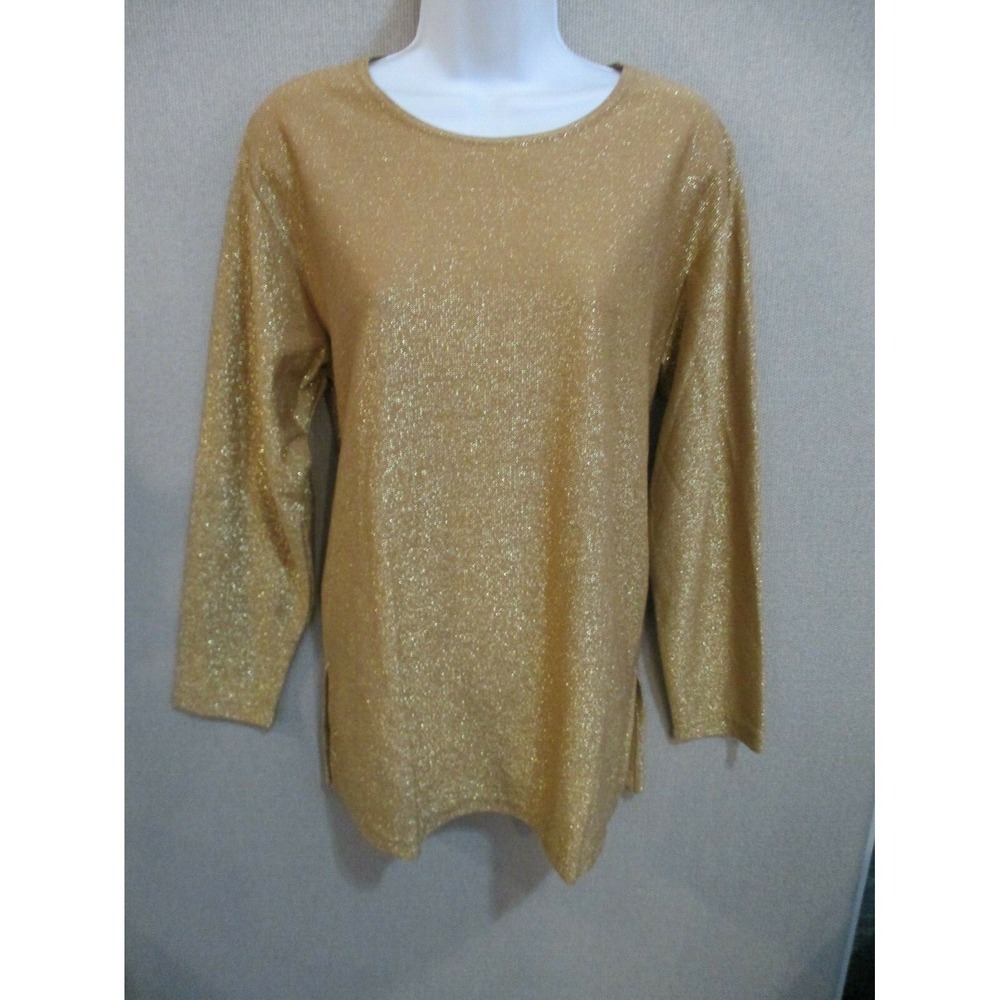 90's Cervelle Sparkly Metallic Sweater Size Small Made in USA Dark Gold